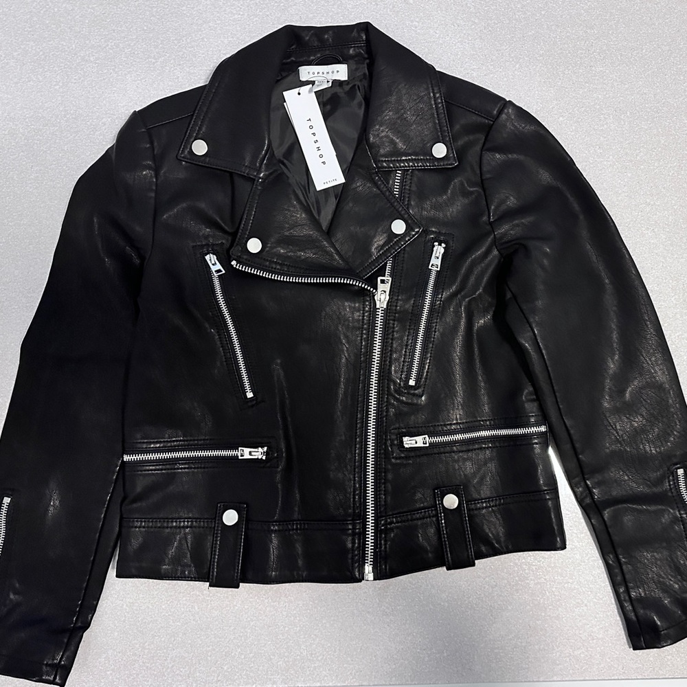 TOPSHOP Fred Faux Leather Biker Jacket